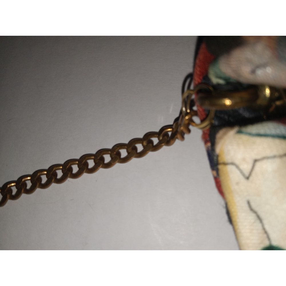 Vintage Y2k Boho Multi Colored Fabric Patchwork Chained Clutch Purse - Picture 11 of 12